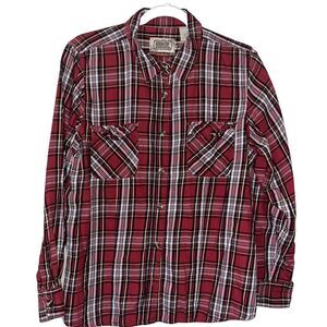 C E Schmidt Workwear Shirt Womens Sz XL Cotton Plaid Button Up Red Long Sleeve‎